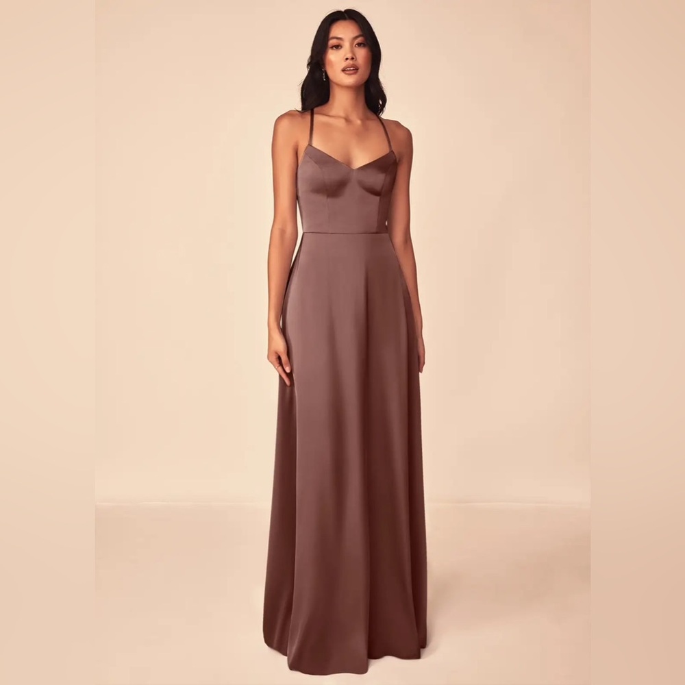 Azazie Mae Strapless Dress in Espresso EUC